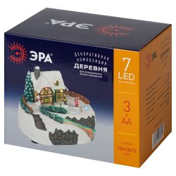 Светодиодная новогодняя фигура ЭРА EFIS-S02 композиция Деревня мультиколор 3*АА 16*13*12 см