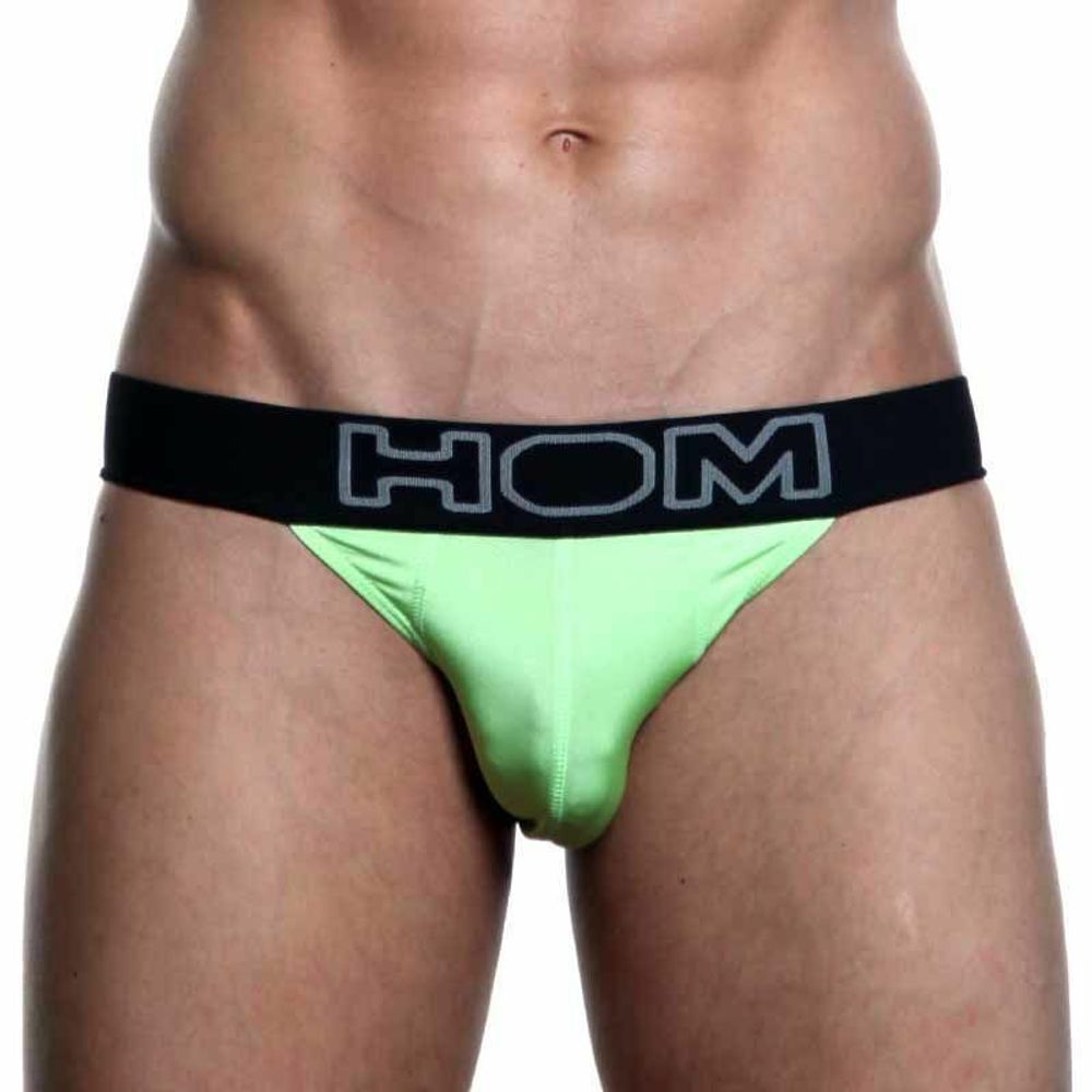 Мужские трусы танга зеленые с черной резинкой HOM Night Therapy Tanga Brief Green