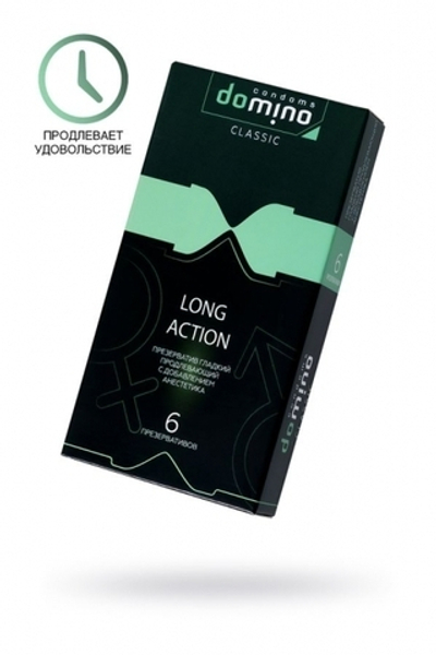 Презервативы Domino, classic, long action, 18 см, 5,2 см, 6 шт. (Цвет: прозрачный)