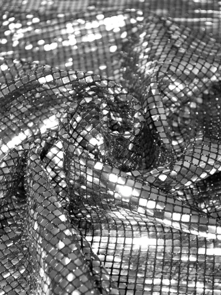 Трикотаж пайетки &quot;Квадро&quot;, 275 гр/м2, ш. 150 см, серебро