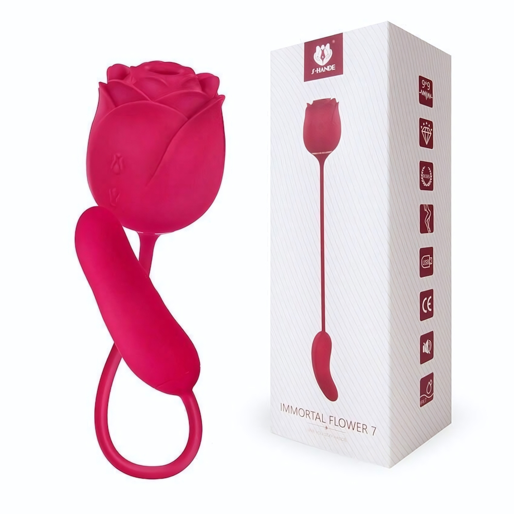 Розовый вибромассажер Immortal Flower 7 (Цвет: розовый)