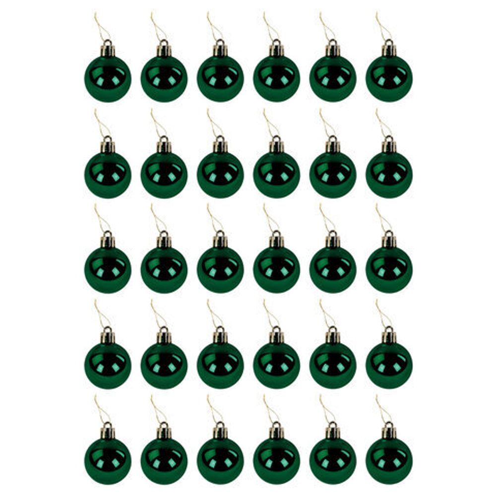Шары ёлочные 30 шт., 4 см, "Solid Color", пластик, ЗЕЛЕНЫЕ, глянец, ЗОЛОТАЯ СКАЗКА, 592500