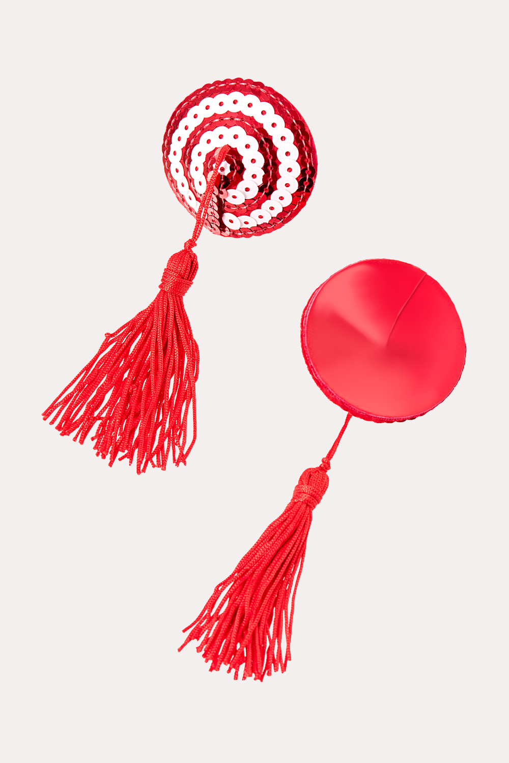 Пэстисы Erolanta Lingerie Collection круглые с кисточками красно-белые