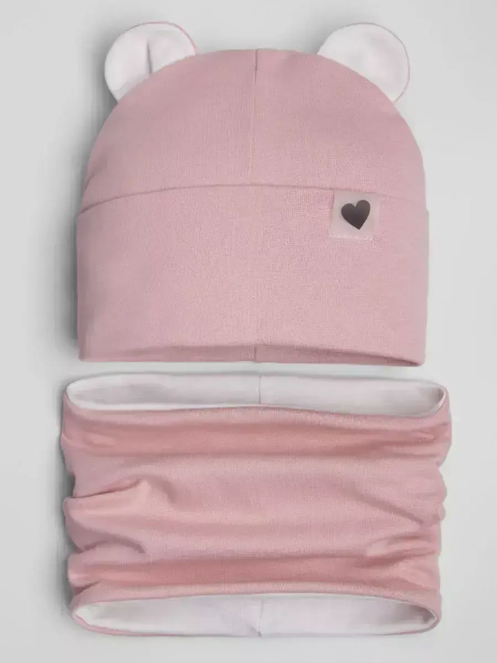 Шапка для девочек осенняя, с ушками и снудом