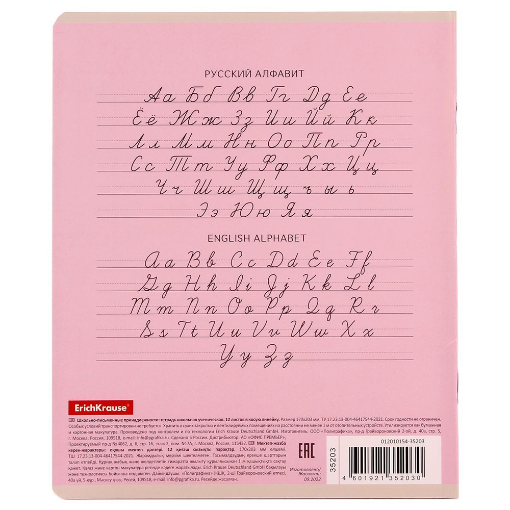 Тетрадь школьная А5 12л косая линия "Классика" (Erich Krause)