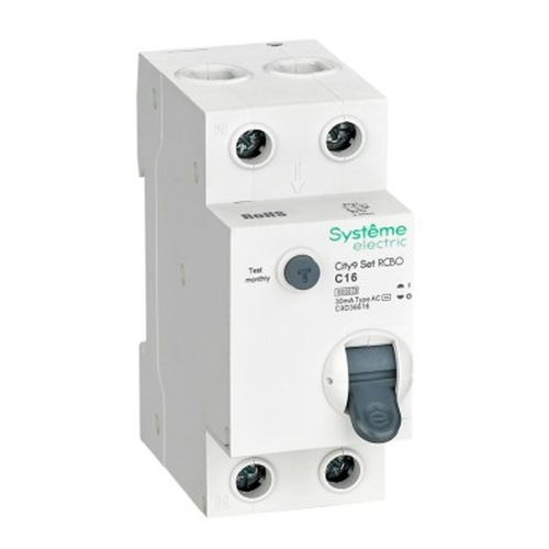 Дифференциальный автомат City9 Set электронный C16А 30мА тип АС 2П 6кА Systeme Electric (дифавтомат, АВДТ) C9D36616