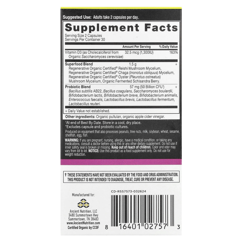 Ancient Nutrition, пробиотики для женщин, 60 капсул