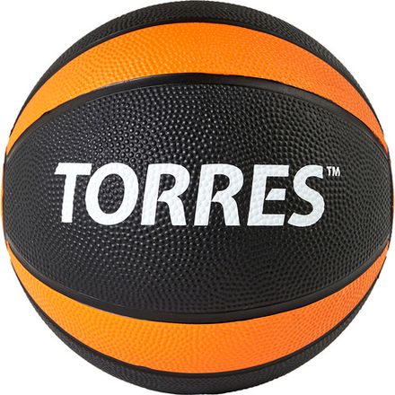 Медбол TORRES 2 кг, AL00222, резина, диаметр 19,5 см, черно-оранжевый