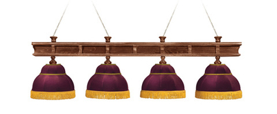 Лампа Президент 4пл. ясень (№3,бархат зеленый,бахрома желтая,фурнитура золото)