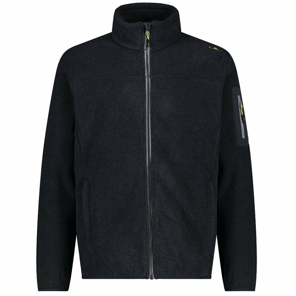 Толстовка флисовая CMP Men's jacquard Knit-Tech fleece with rhombus motif, артикул 38H2237, цвет ANTRACITE-GREY-YELLOW FLUO (31UF)