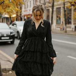 Платье Anyma нарядное черное длинное, Италия, длинные рукава