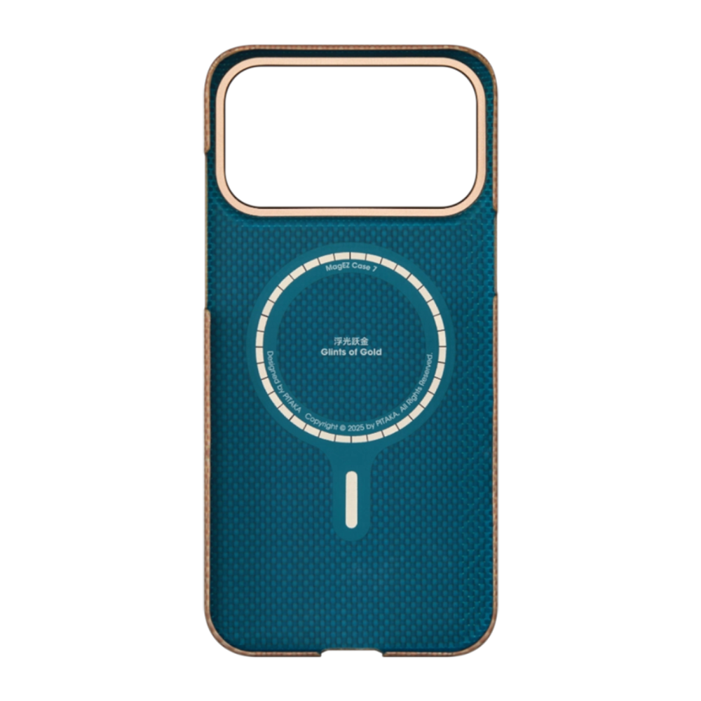 Арамидный чехол MagSafe PITAKA Glints of Gold PitaTap Edge Case для iPhone 17 Pro Max Ультратонкий текстурированный чехол из арамидного волокна с сенсорной накладкой для Контроллера камеры