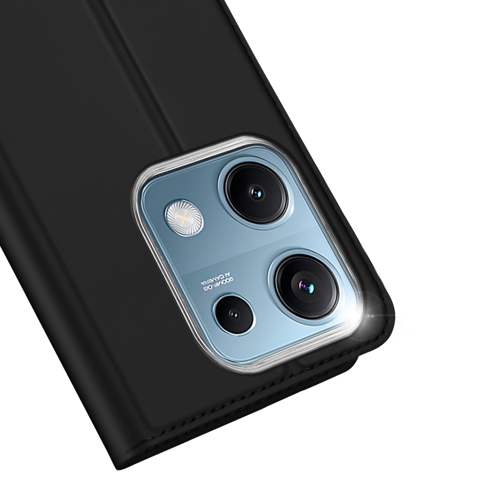 Чехол книжка из PU кожи черного цвета от Dux Ducis для Xiaomi Redmi Note 14S, серия Skin Pro Series Case