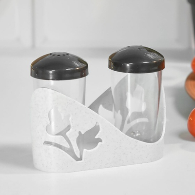 Набор для специй 2 предмета "Basilic", белый мрамор