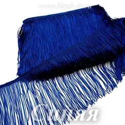 Бахрома для платьев 30 см, полиэстер, двойная нить, Синяя, розница от 10 см