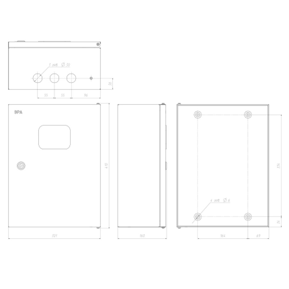 Корпус металлический ЭРА SIMPLE ЩМПг-04 с окном (400х300x175) IP54 У2 серый | Корпуса металлические с монтажной панелью