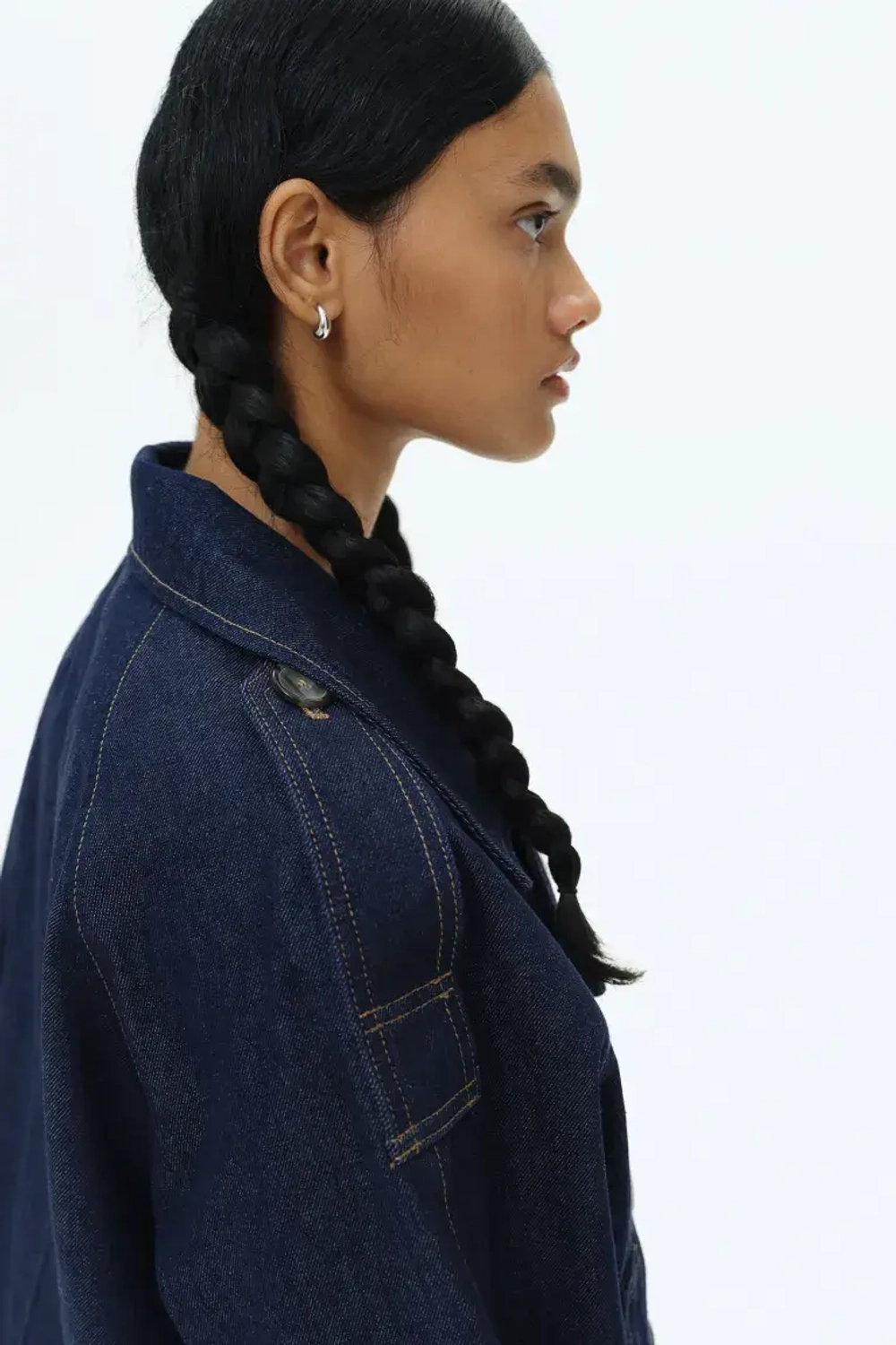 H&M КОРОТКИЙ ТРЕНЧ, ТЕМНО-СИНИЙ