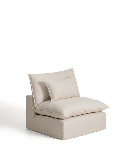 Кресло модульное Anarela бежевое из льна и вискозы со съемным чехлом, 110 см