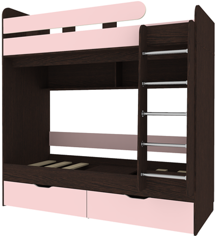 Двухъярусная кровать КарИВи Юниор 5 80x160 Венге Розовый