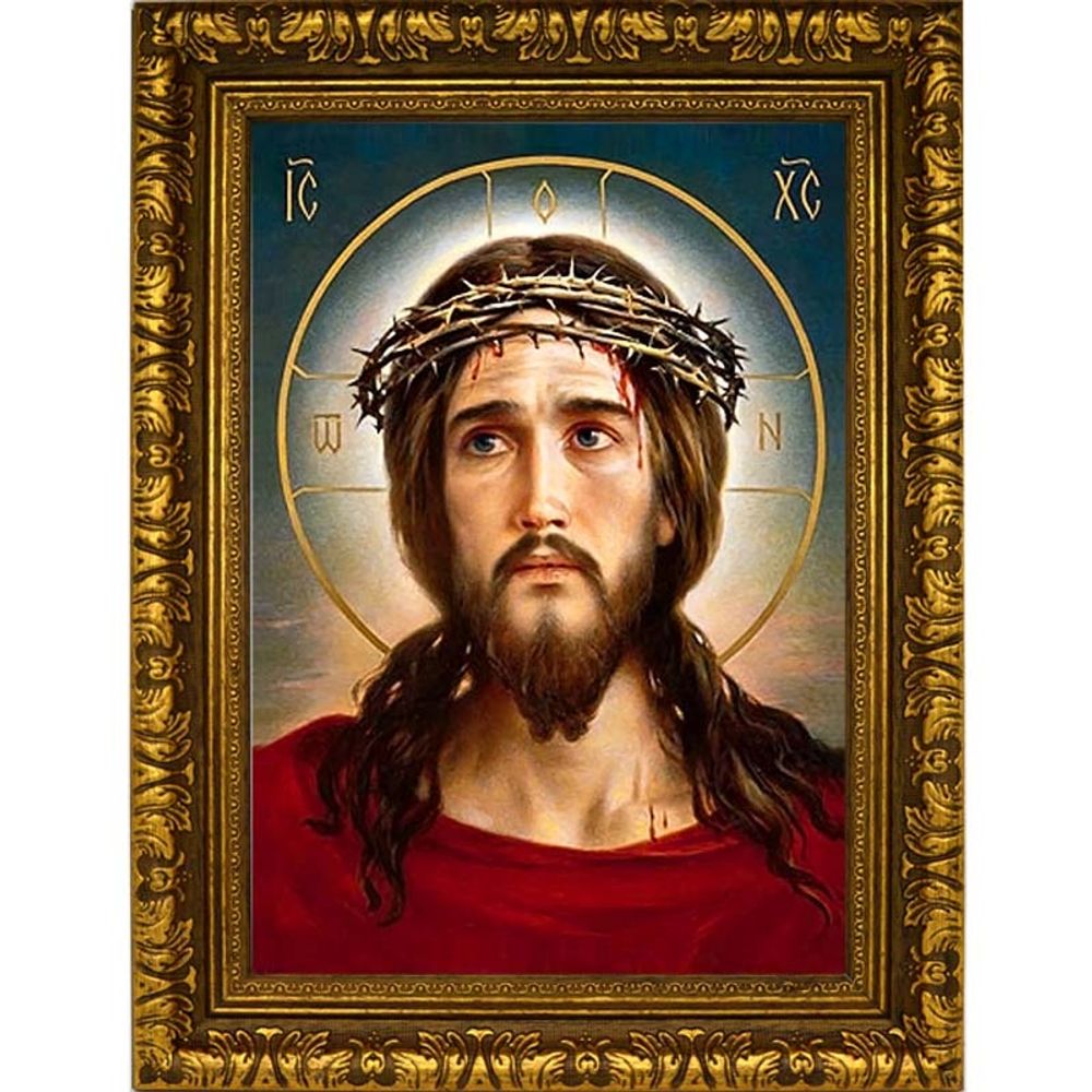 Иисус Христос в терновом венце. Икона на холсте.