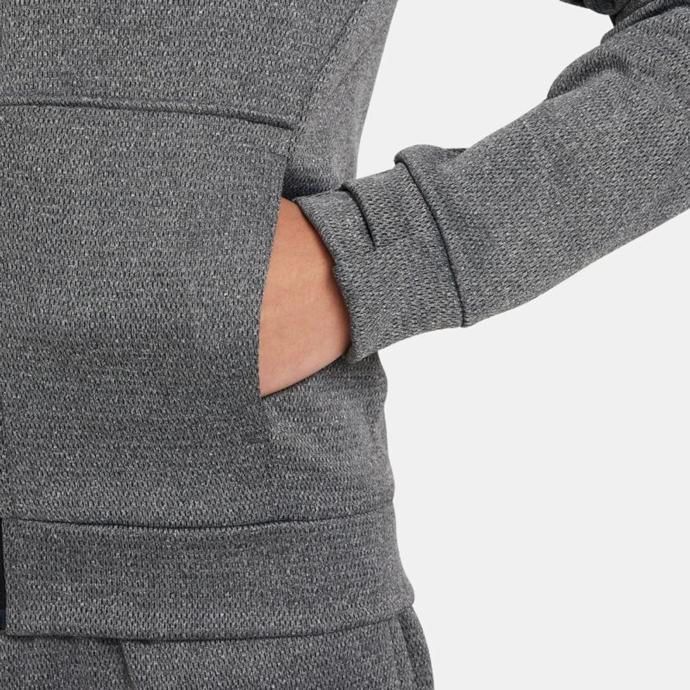 Кофта для мальчика теннисная Nike Therma-FIT Full-Zip Hoodie - black/white