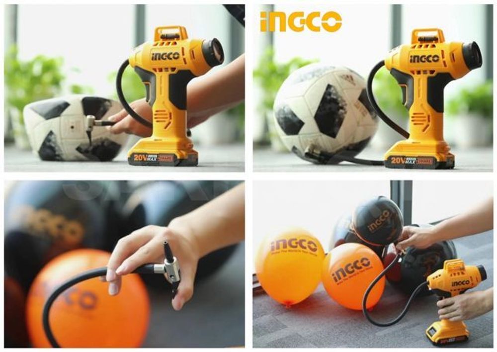 Автомобильный аккумуляторный компрессор 20В Li-Ion INGCO CACLI2018