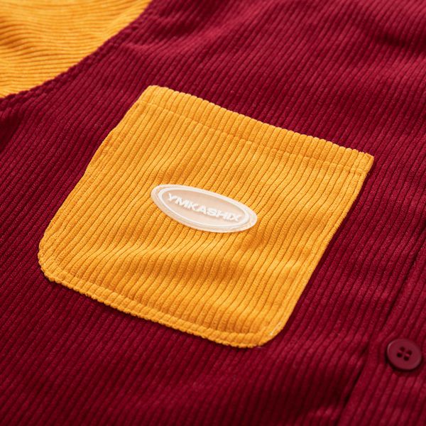 Рубашка Velvet Button Det Бордовый-Горчичная - фото 7