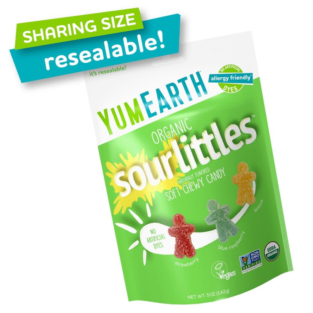 YumEarth, Organic Sour Littles, мягкие жевательные конфеты, клубника, голубая малина, лимон, 142 г (5 унций)