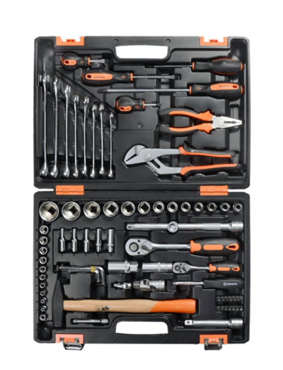 Набор инструментов, 1/2", 1/4", CrV, пластиковый кейс 76 предмета Вихрь