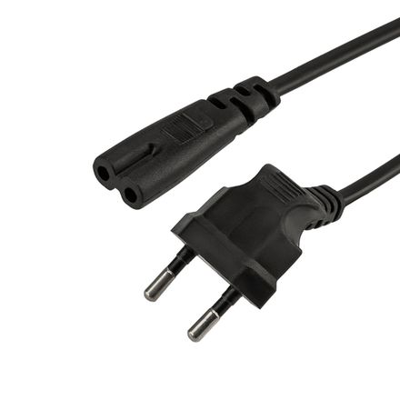 Шнур сетевой, вилка угловая СЕЕ 7/16 - разъем IEC 320 C7, кабель 2x0,75 мм², длина 1,5 метра (PVC па
