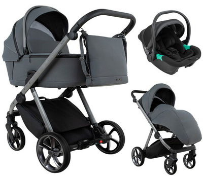 Детская коляска Pituso Sole 3 в 1 с автокреслом Santiso Pro Black PMPT/021 Grey