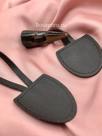Застежка клевант из натуральной кожи коричневая (под рог)