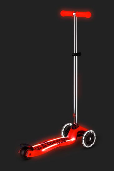 Самокат Maxi Micro Deluxe Glow Plus (светящийся) LED красное сияние