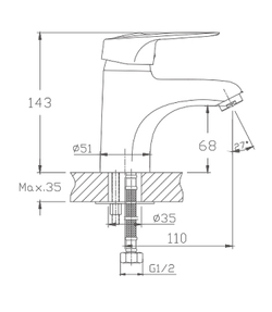 Смеситель для умывальника Haiba HB1004, L 110мм