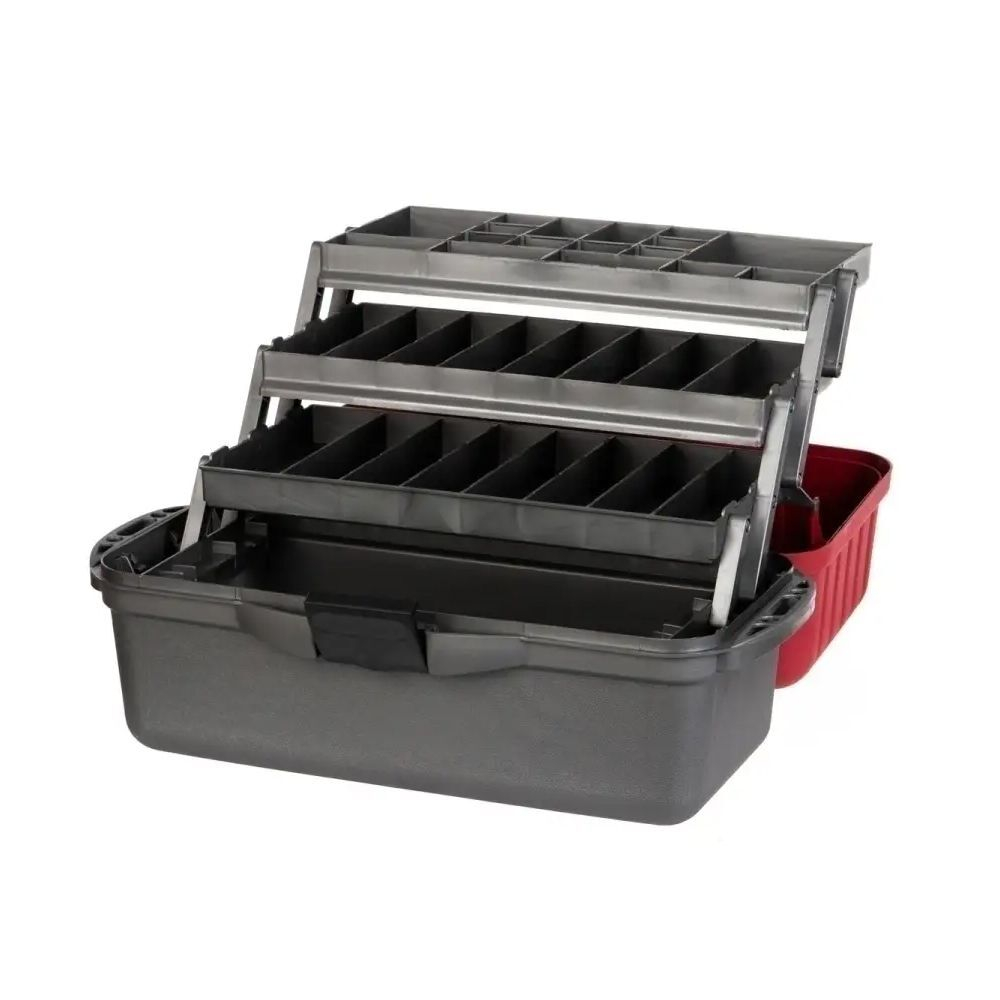 Ящик рыболовный для хранения снастей трехполочный красный