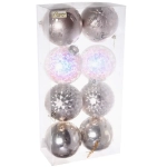 Новогодние шары «Сказочное королевство» 10 см (набор 8 шт), Шампань