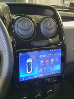 Магнитола для Renault Duster 1 2015-2020, Lada Largus 2021+ (мультируль/джойстик, рамка большая глянец) - FarCar BM3008M-2K монитор 9.5" 2K QLED на Android 14, TS10, 4+32Гб, CarPlay, 4G SIM-слот