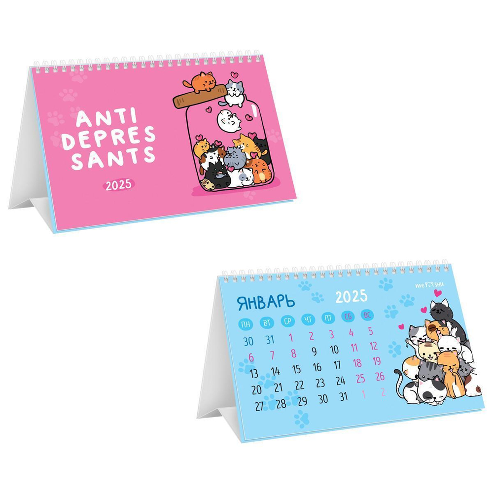 Календарь-домик 160*105мм на гребне 2025г "Antidepresssnts" (Meshu)
