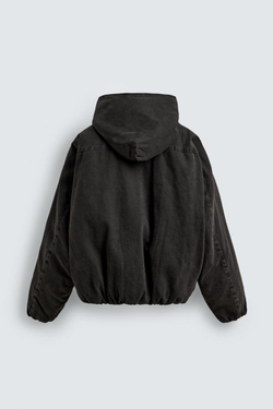 ZARA УТЕПЛЕННАЯ ДЖИНСОВАЯ КУРТКА С КАПЮШОНОМ, КОРИЧНЕВЫЙ