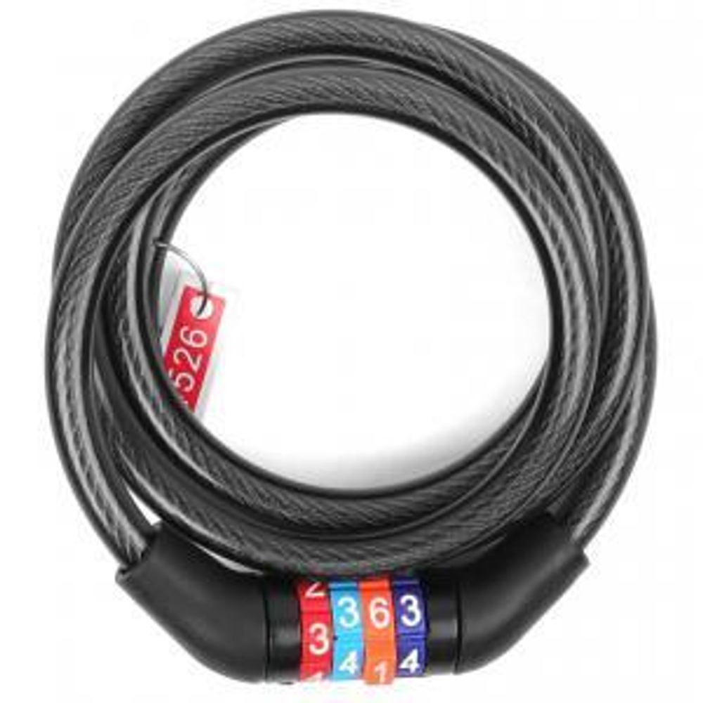 Замок вел.кодовый- цепь 8*1000мм, черная оплетка, инд.уп. Vinca Sport VS 8303 black