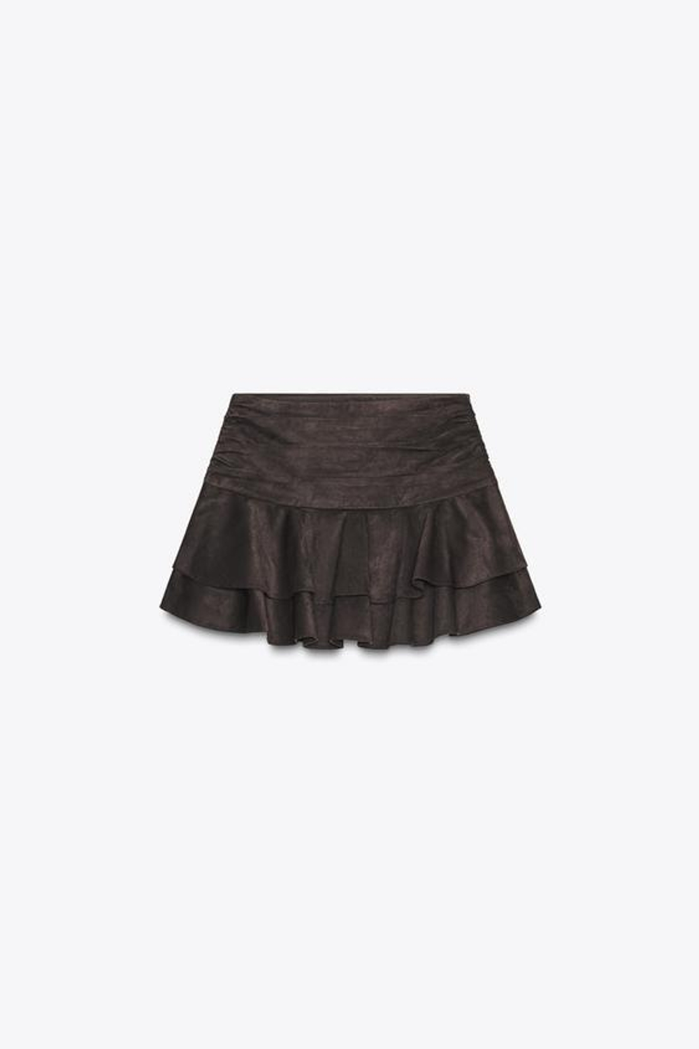 ZARA ЮБКА-ШОРТЫ С ВОЛАНАМИ, КОРИЧНЕВЫЙ