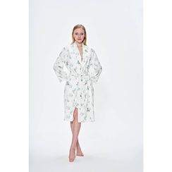 Халат женский сатин махра FLEURS белый Tivolyo Home Турция