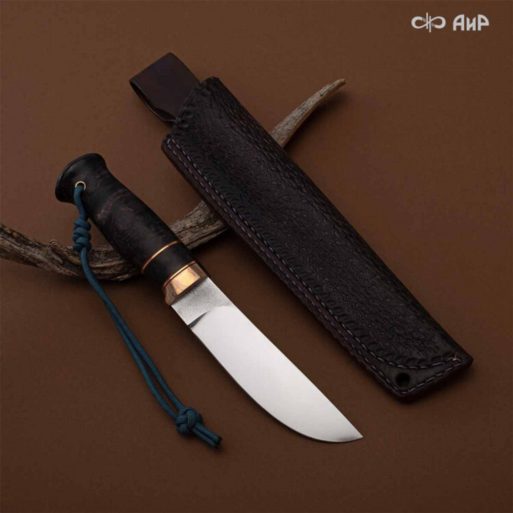 Нож АиР Саамский большой (стаб. к. береза, D2, мокуме, ножны авторские)