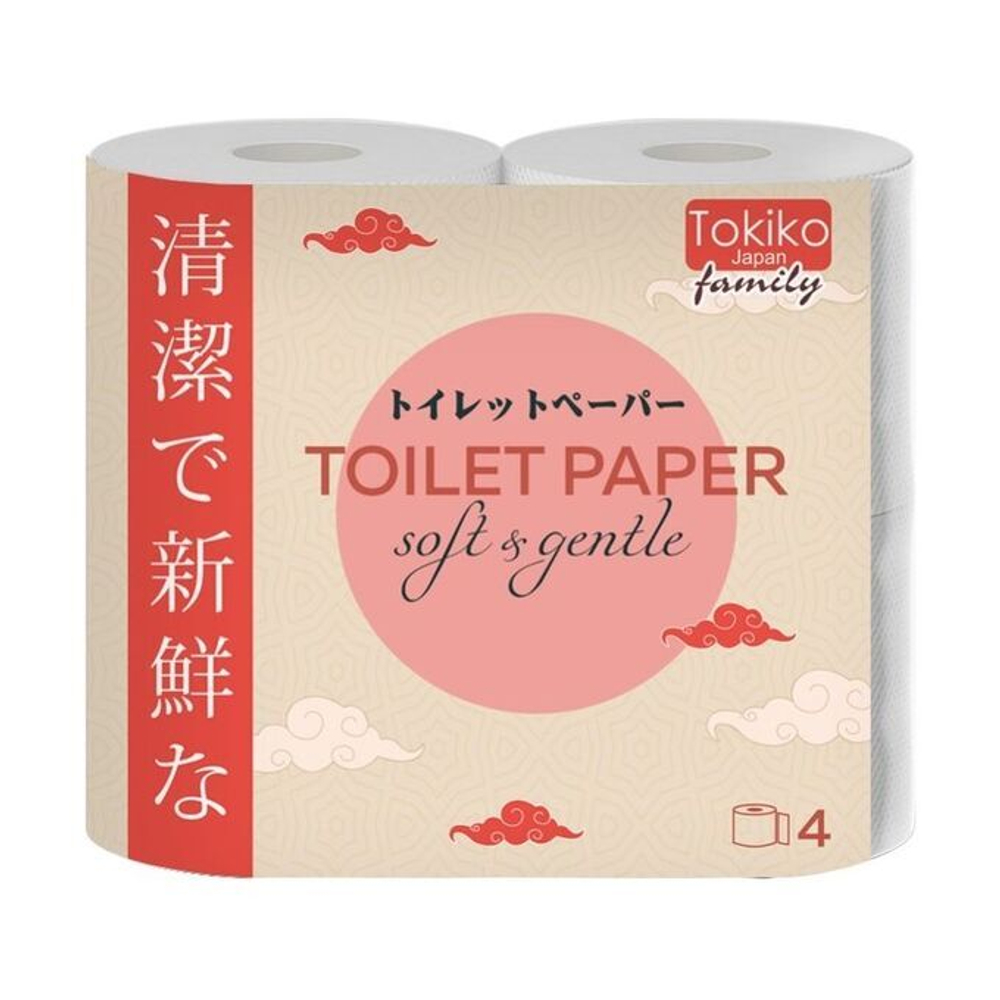 Туалетная бумага TOKIKO Japan Family 3х слойная, 4шт/уп