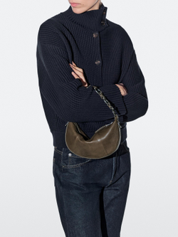 Massimo Dutti Мини-сумочка из кожи наппа, хаки