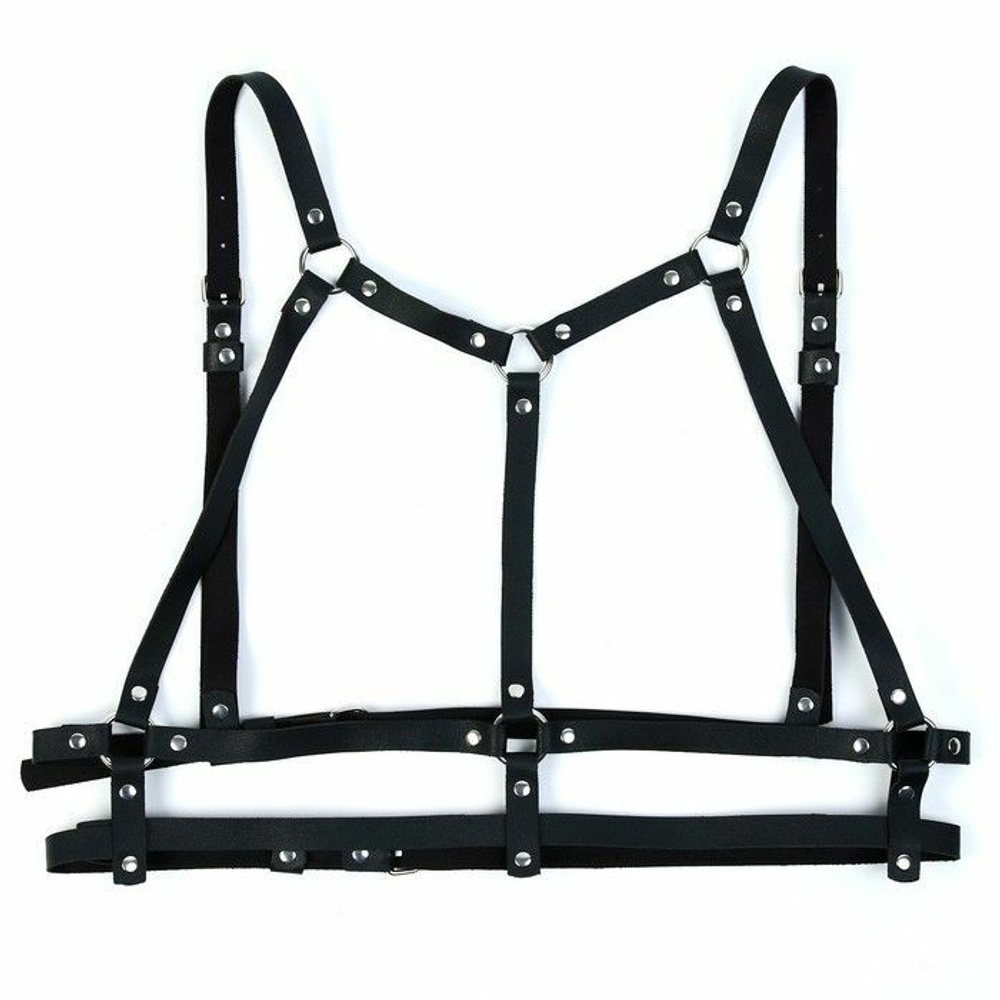 Черная портупея с металлическими колечками (Размер: S-M) (Цвет: черный)