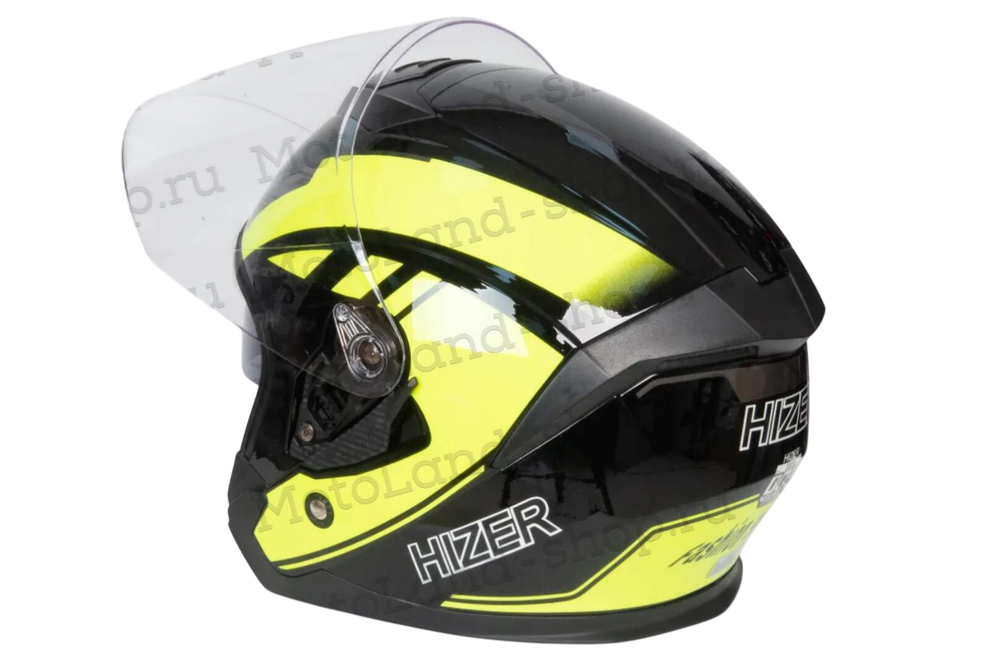 Шлем мото открытый HIZER J222 №2 (L) black/yellow (2 визора)