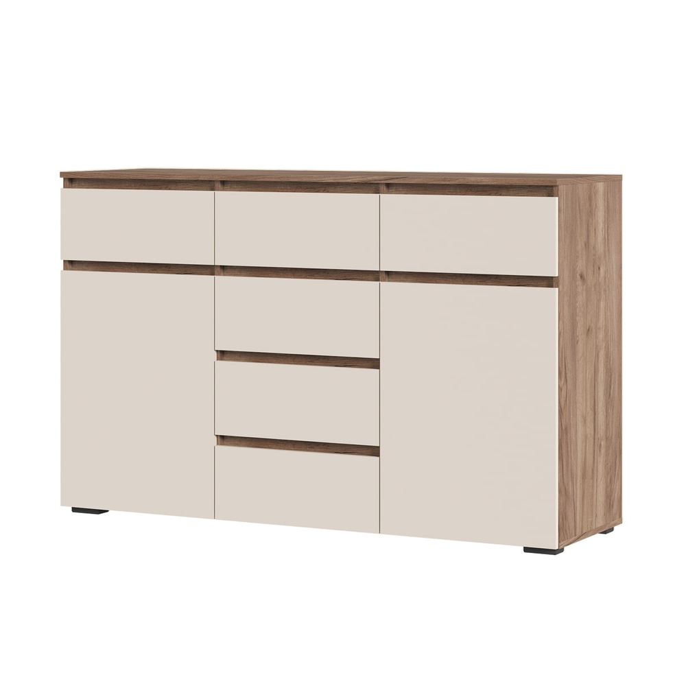 Хелен КМ 05 Комод 6 ящиков и 2 створки Дуб крафт табачный / Кашемир