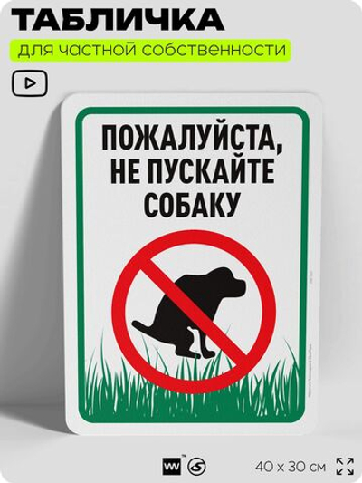 Табличка для частной территории "Пожалуйста, не пускайте собаку", на дом, для участка, организаций и частных территорий, предупреждающая, 40х30 см, Silver Plane x Айдентика Технолоджи