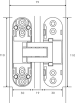 Петля скрытая ARCHIE 110х30-3D-BLACK мат. черный (2шт.-60 кг)